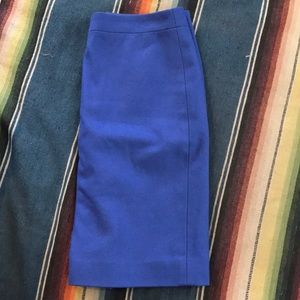 Peacock blue wool pencil skirt
